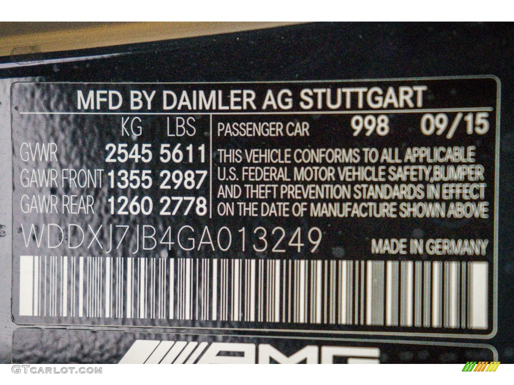 2016 S Color Code 998 for Anthracite Blue Metallic Photo #110182489