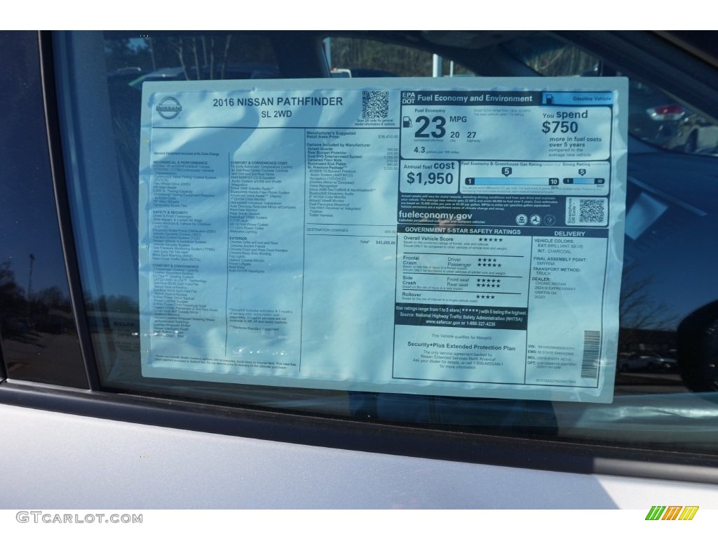 2016 Nissan Pathfinder SL Window Sticker Photo #110208910