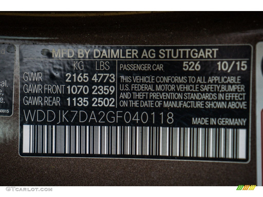 2016 SL Color Code 526 for Dolomite Brown Metallic Photo #110209754