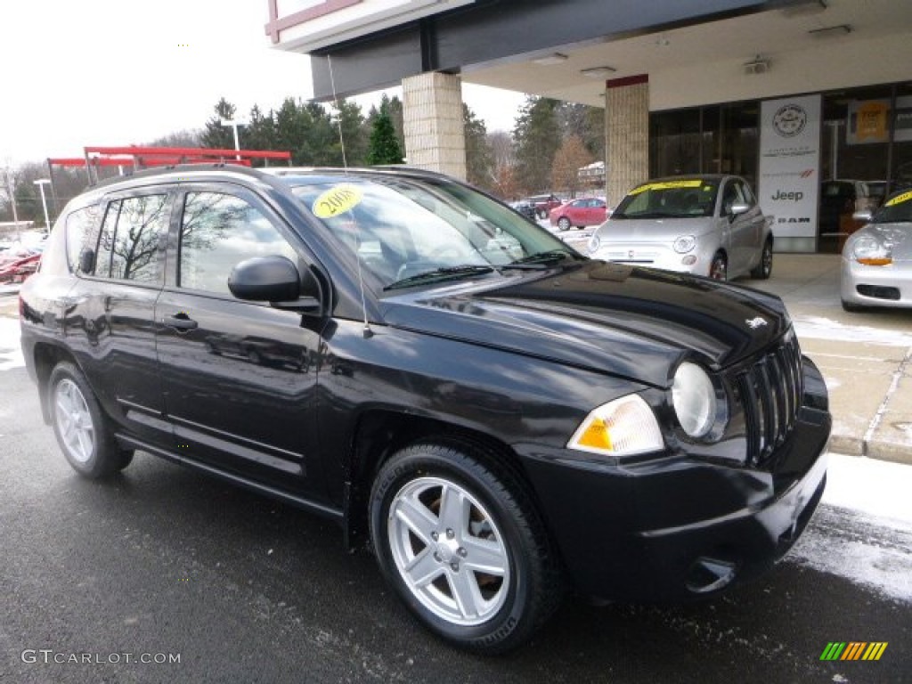 2008 Compass Sport - Brilliant Black Crystal Pearl / Dark Slate Gray photo #7