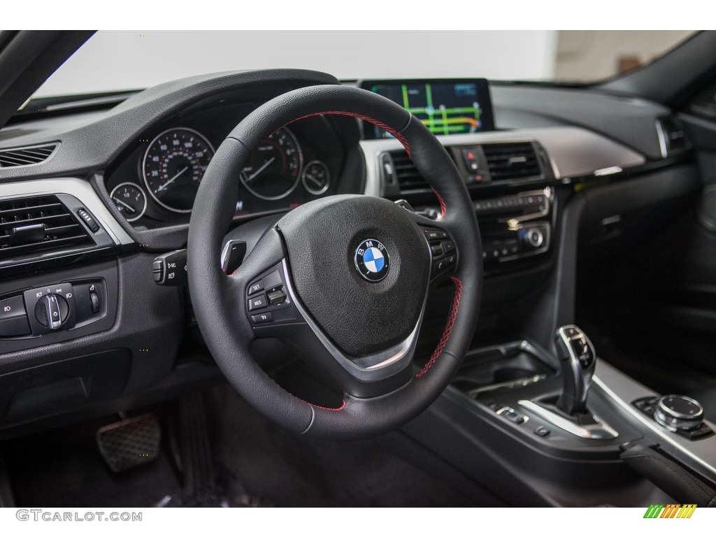 2016 BMW 3 Series 340i Sedan Black Steering Wheel Photo #110230775
