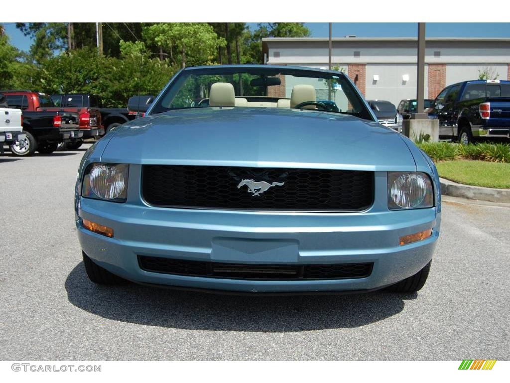 2006 Mustang V6 Premium Convertible - Windveil Blue Metallic / Light Parchment photo #13