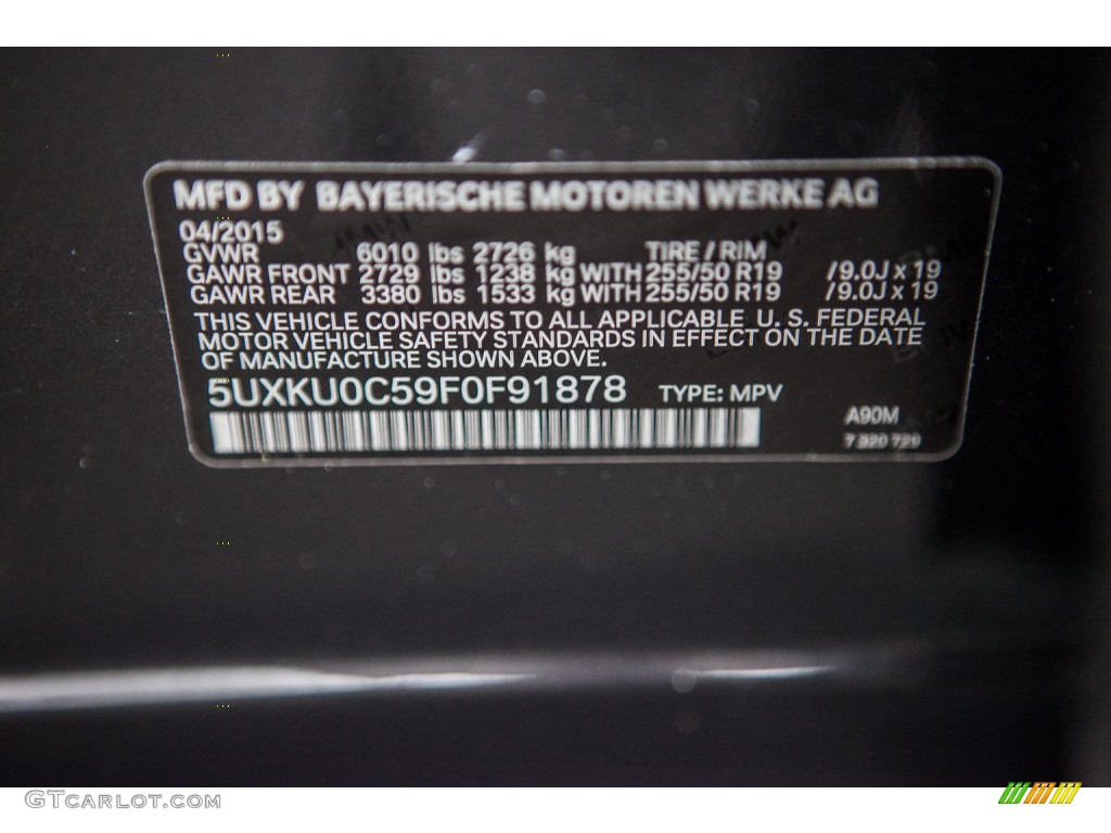 2015 BMW X6 sDrive35i Color Code Photos