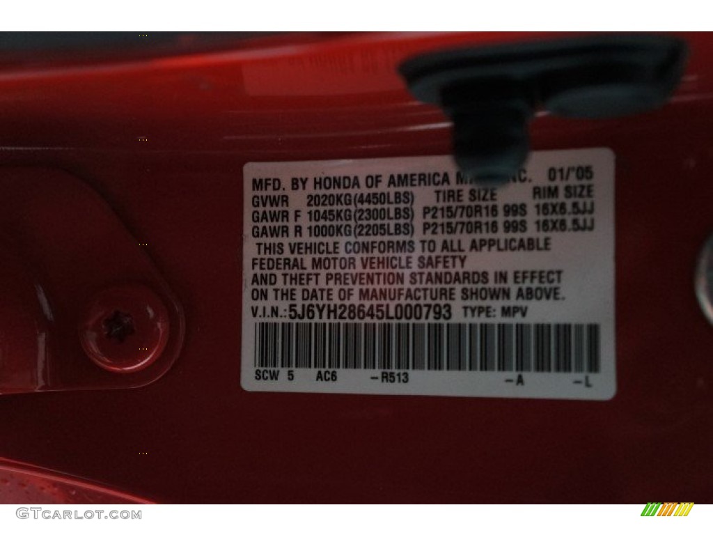 2005 Element EX AWD - Rallye Red / Black/Gray photo #14