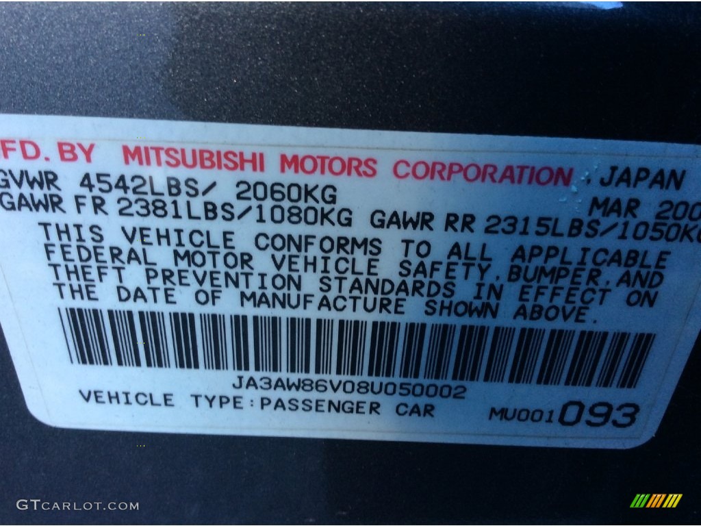 2008 Lancer Evolution GSR - Graphite Gray Pearl / Black photo #28