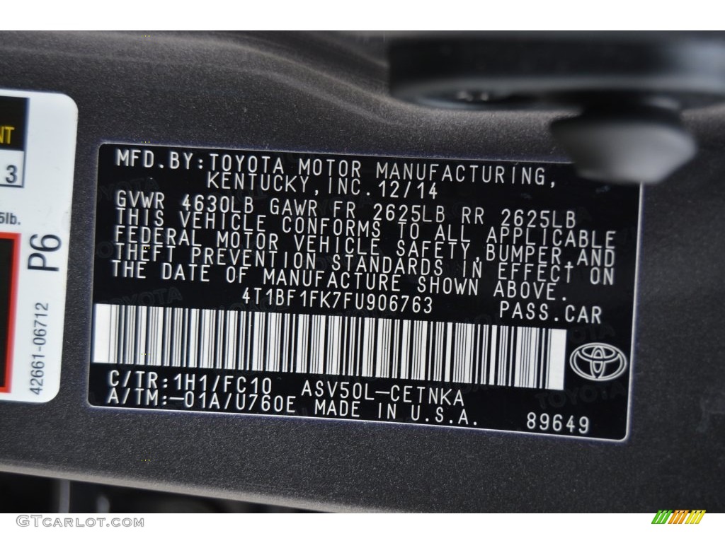 2015 Camry LE - Predawn Gray Mica / Ash photo #28