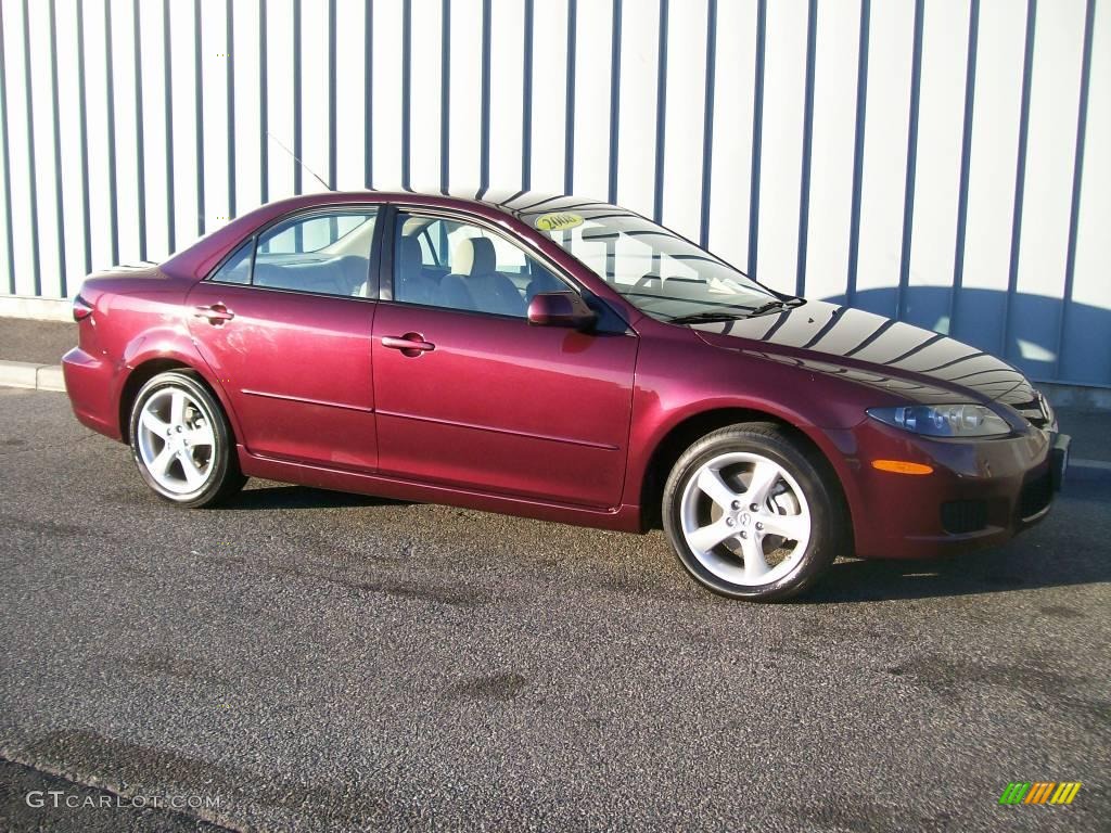 2008 MAZDA6 i Sport Sedan - Dark Cherry Mica / Beige photo #1