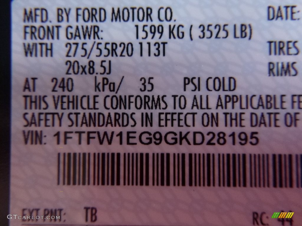 2016 F150 Color Code TB for Lithium Gray Photo #110320540