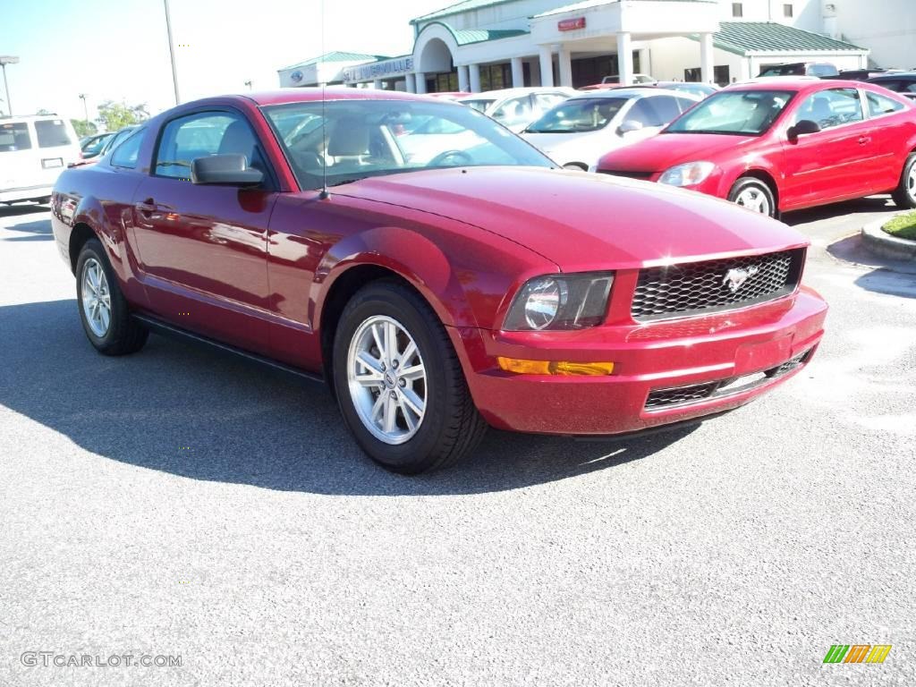 2007 Mustang V6 Deluxe Coupe - Redfire Metallic / Medium Parchment photo #1