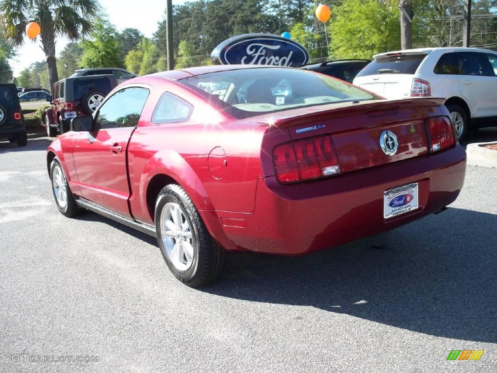 2007 Mustang V6 Deluxe Coupe - Redfire Metallic / Medium Parchment photo #16
