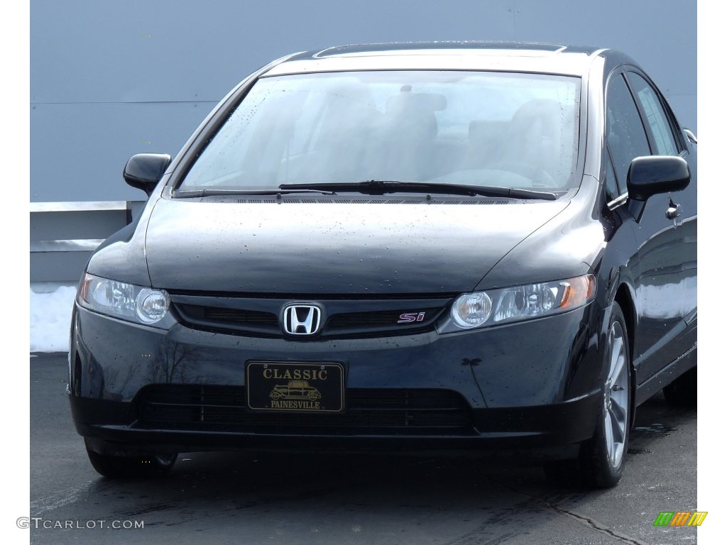 2008 Civic Si Sedan - Nighthawk Black Pearl / Black photo #4