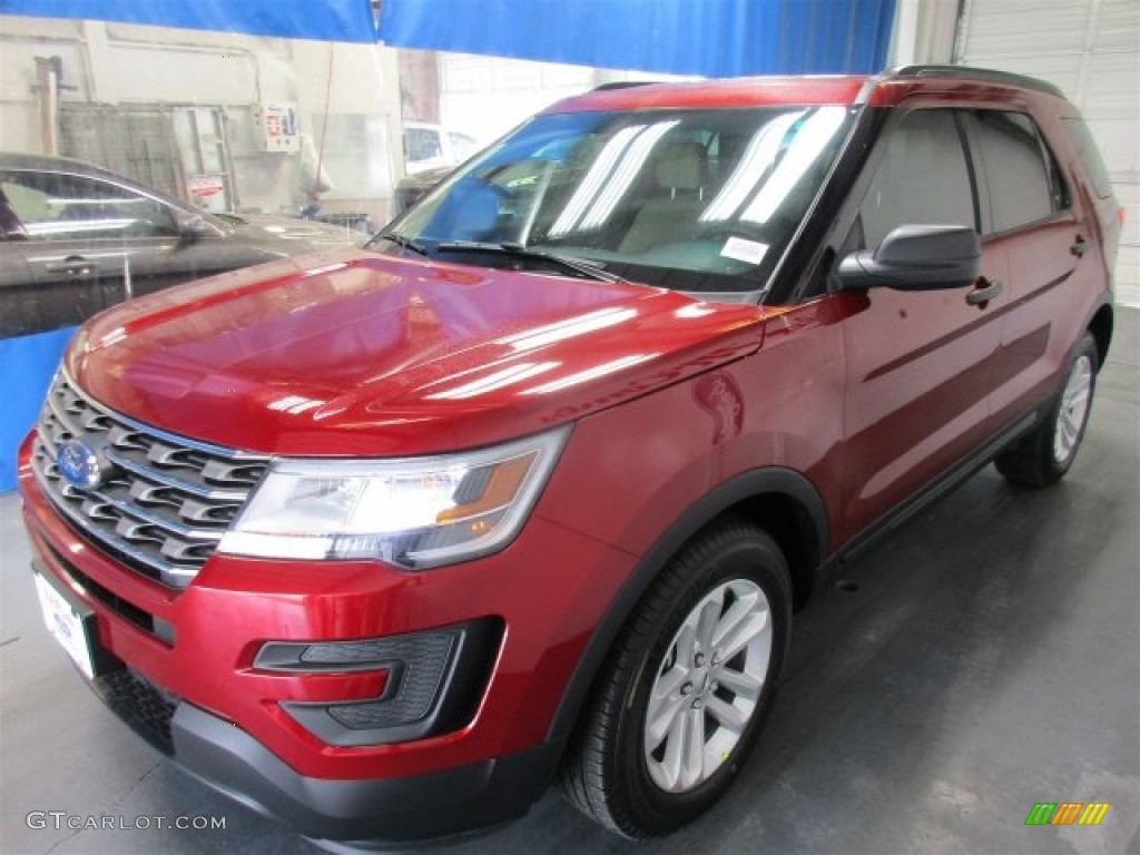 2016 Explorer FWD - Ruby Red Metallic Tri-Coat / Medium Light Camel photo #3