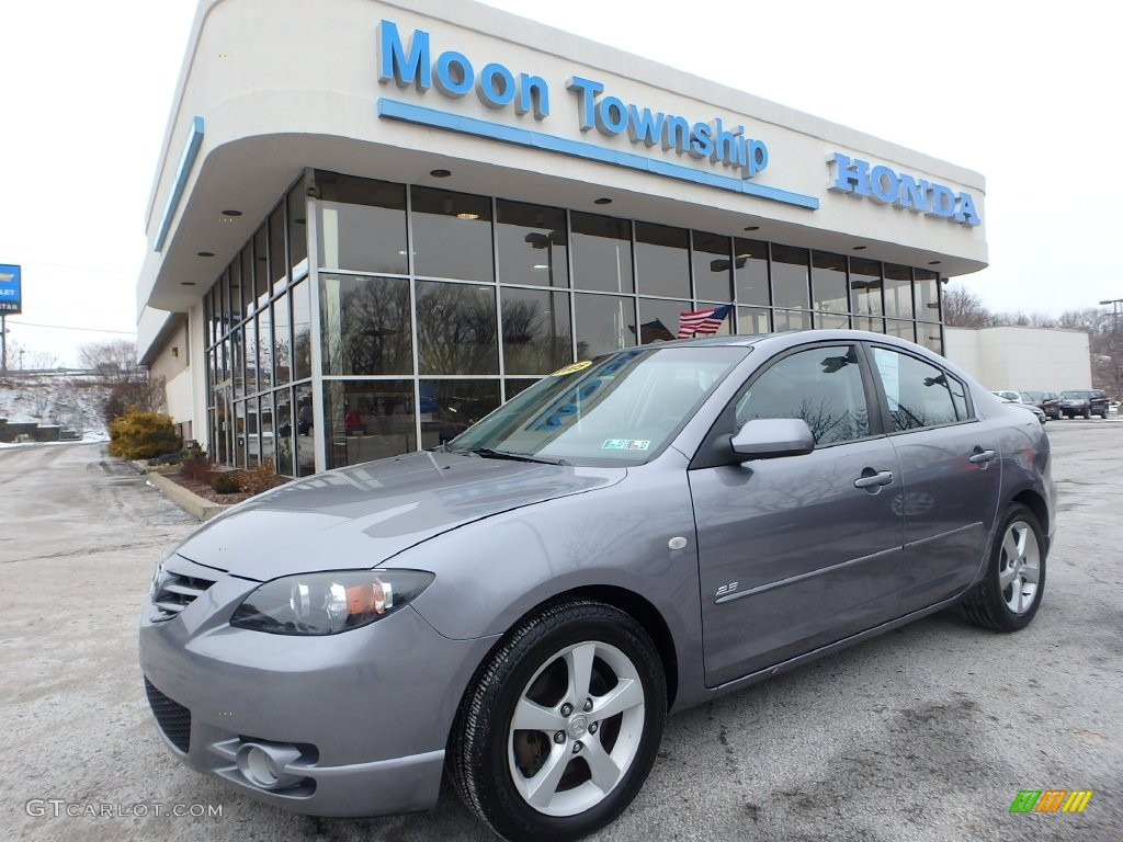 2005 MAZDA3 s Sedan - Titanium Gray Metallic / Black/Red photo #1