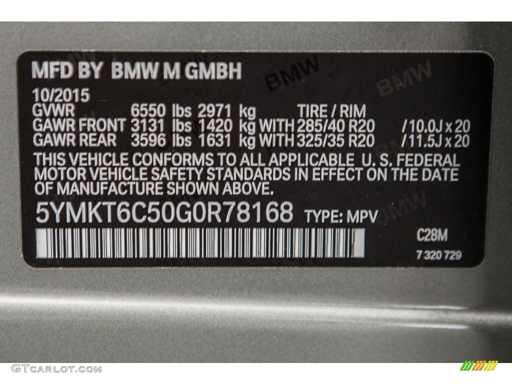 2016 X5 M Color Code C28 for Donington Grey Metallic Photo #110373113