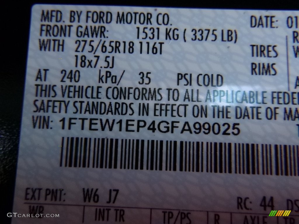 2016 F150 Color Code W6 for Green Gem Photo #110390822