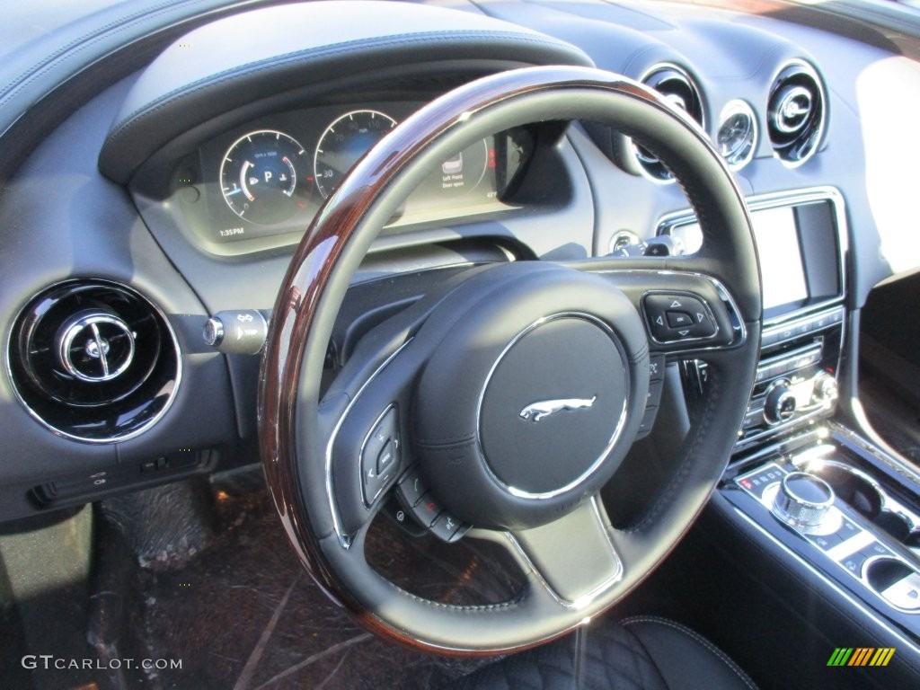 2016 Jaguar XJ L 3.0 AWD Jet/Jet Steering Wheel Photo #110401891