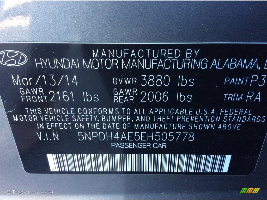 2014 Elantra SE Sedan - Gray / Gray photo #27