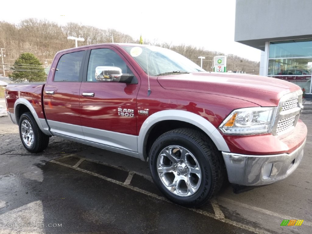 2013 1500 Laramie Crew Cab 4x4 - Deep Cherry Red Pearl / Black photo #6