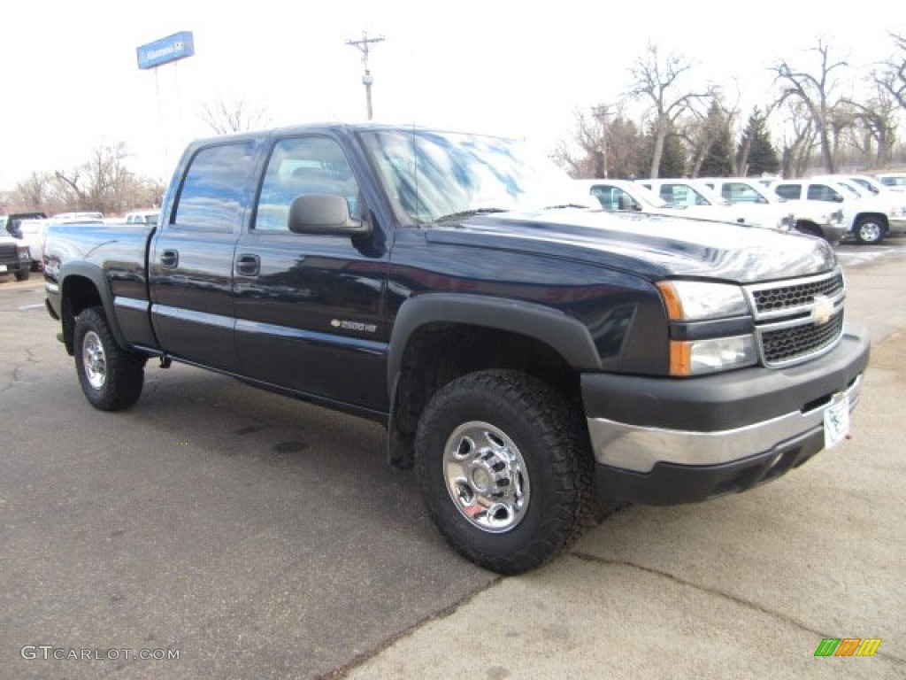 2007 Silverado 2500HD Classic LS Crew Cab 4x4 - Dark Blue Metallic / Tan photo #2