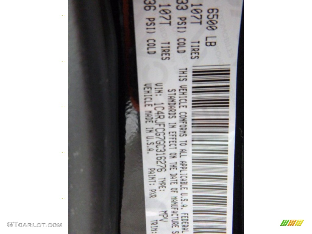 2016 Grand Cherokee Color Code PXR for Brilliant Black Crystal Pearl Photo #110452894