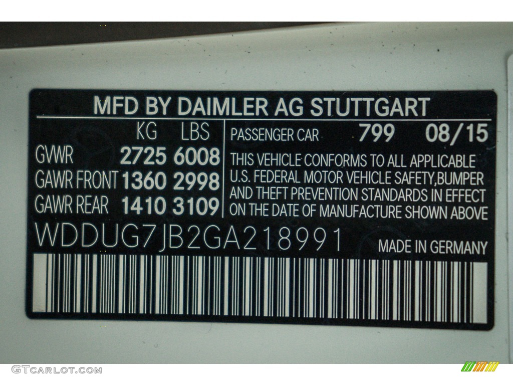 2016 S Color Code 799 for designo Diamond White Metallic Photo #110458234
