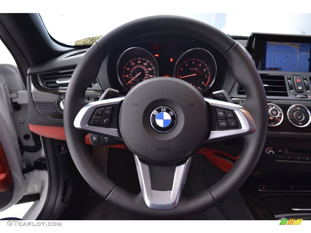 2016 BMW Z4 sDrive28i Coral Red Steering Wheel Photo #110458802