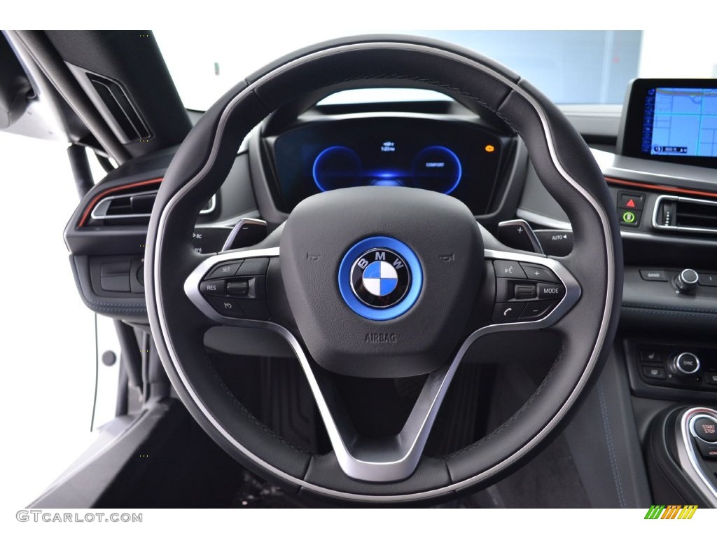 2016 BMW i8 Standard i8 Model Gigia Amido Black Full Perforated Leather Steering Wheel Photo #110461501