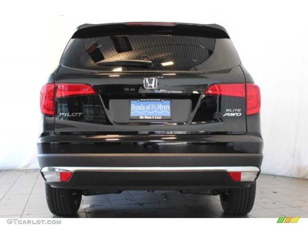 2016 Pilot Elite AWD - Crystal Black Pearl / Black photo #6