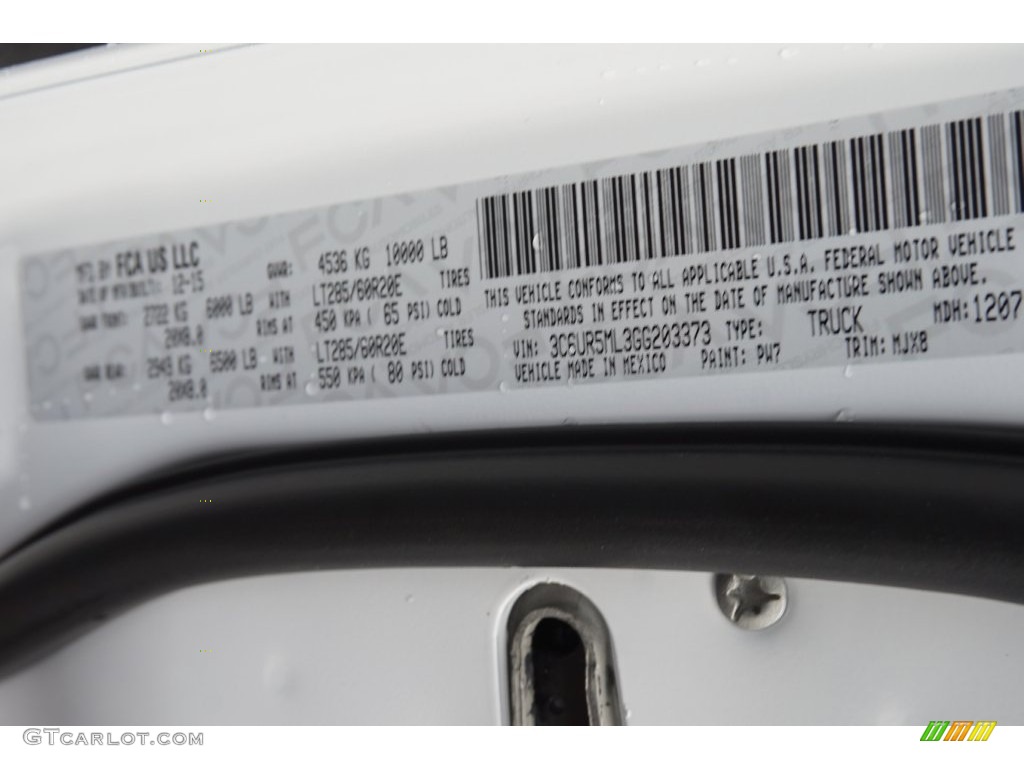 2016 Ram 2500 Big Horn Mega Cab 4x4 Color Code Photos