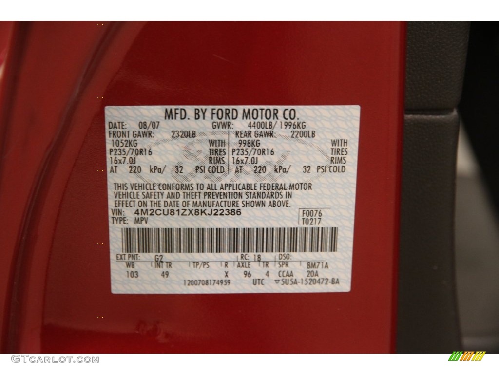 2008 Mariner I4 - Vivid Red Metallic / Black photo #14