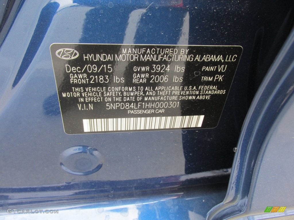 2017 Elantra SE - Lakeside Blue / Gray photo #31