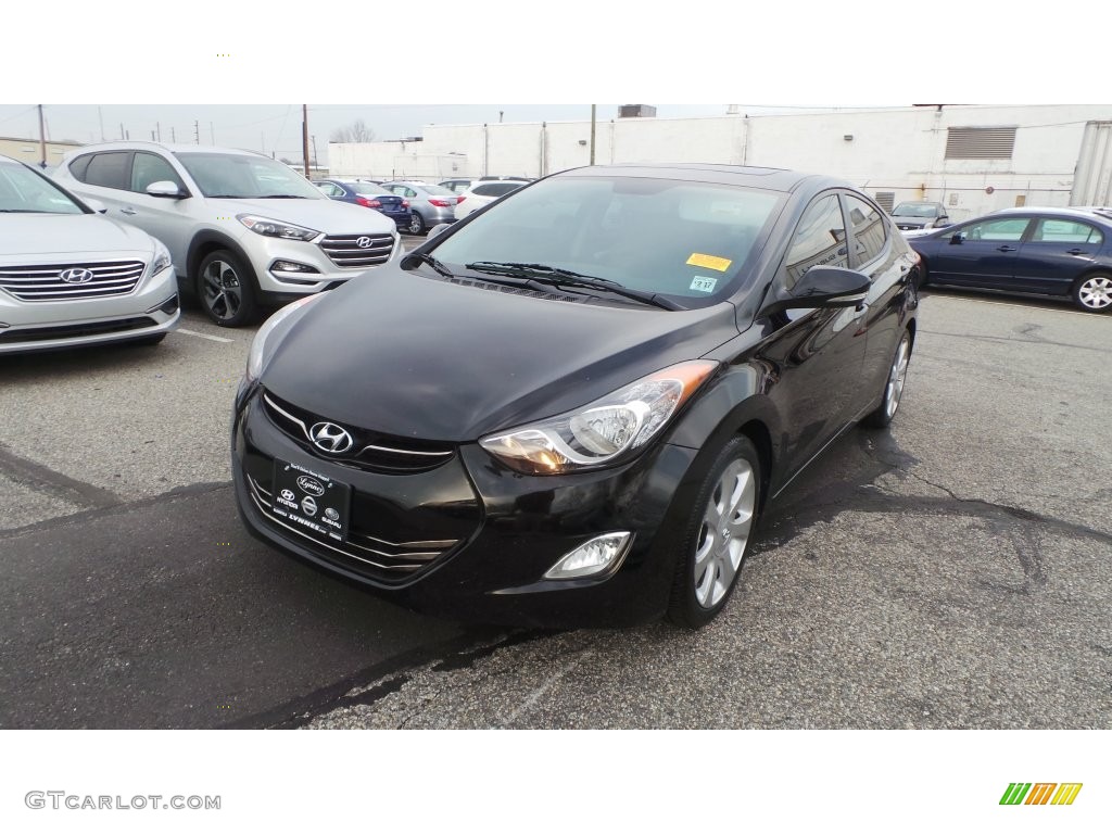 2012 Elantra Limited - Black Noir Pearl / Gray photo #3