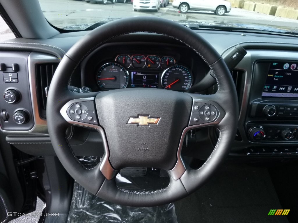 2016 Chevrolet Silverado 1500 LTZ Z71 Crew Cab 4x4 Jet Black Steering Wheel Photo #110524698