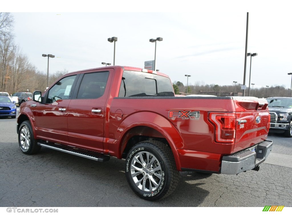2016 F150 Lariat SuperCrew 4x4 - Ruby Red / Medium Light Camel photo #3
