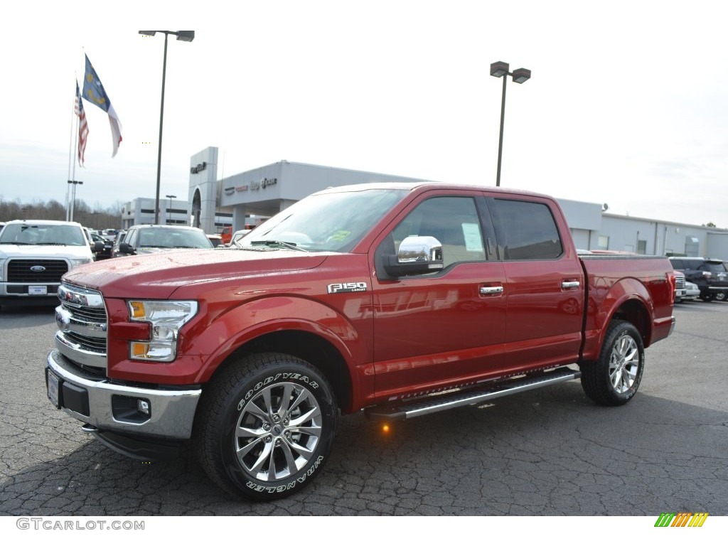 2016 F150 Lariat SuperCrew 4x4 - Ruby Red / Medium Light Camel photo #4