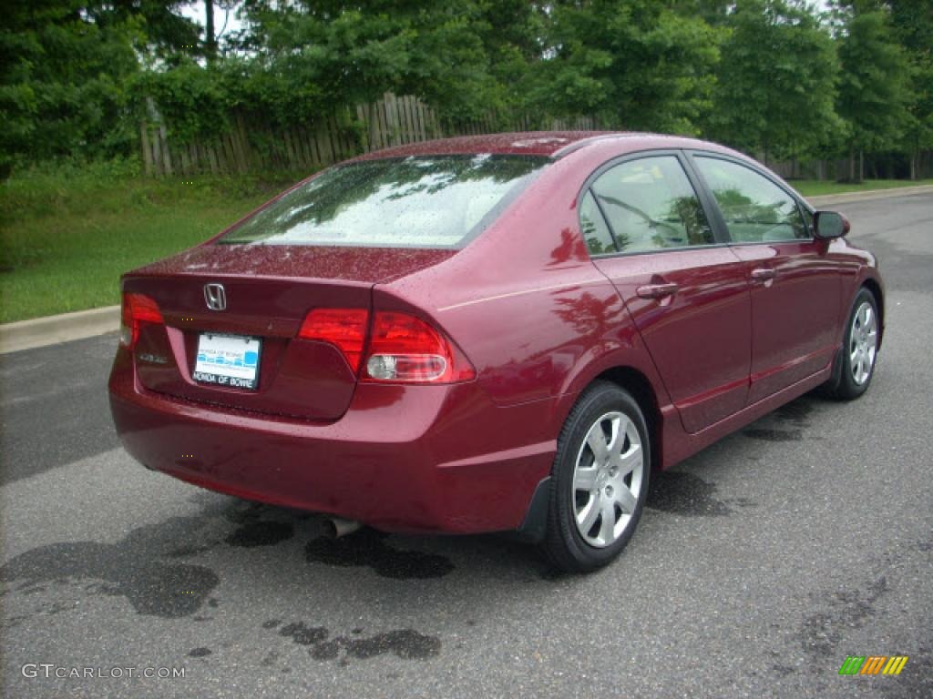 2007 Civic LX Sedan - Tango Red Pearl / Ivory photo #3