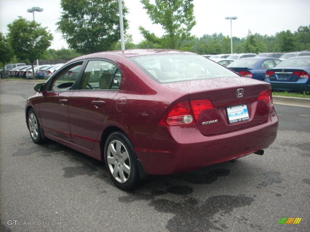 2007 Civic LX Sedan - Tango Red Pearl / Ivory photo #5