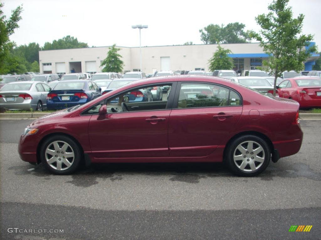 2007 Civic LX Sedan - Tango Red Pearl / Ivory photo #6