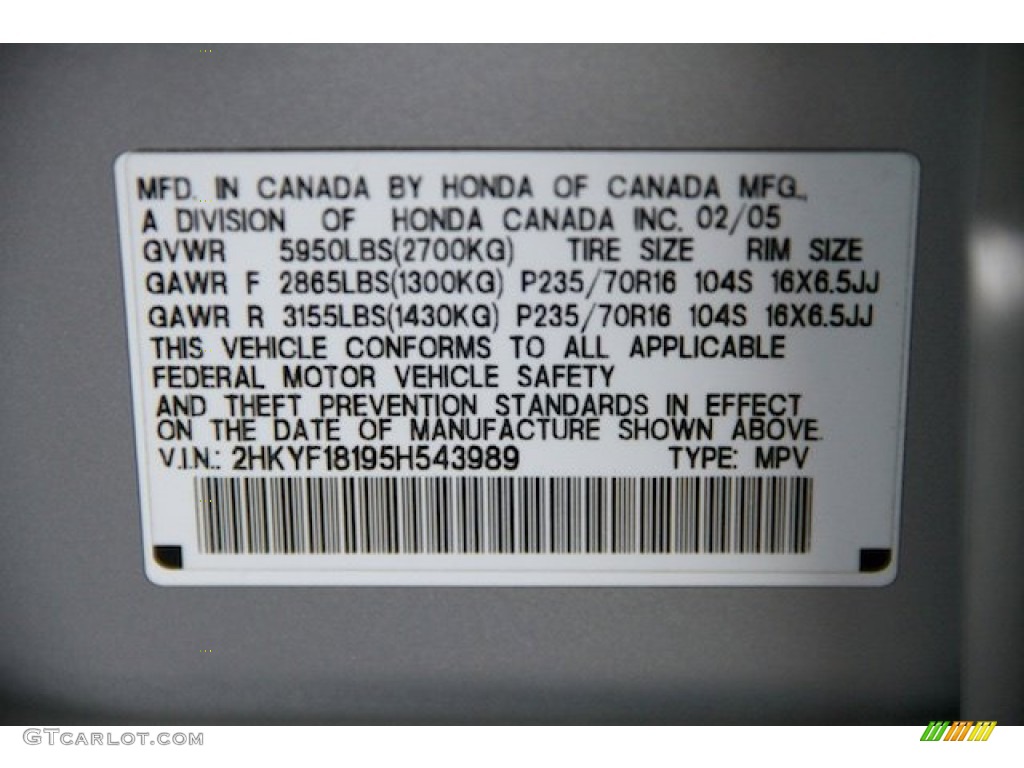 2005 Pilot LX 4WD - Billet Silver Metallic / Gray photo #32