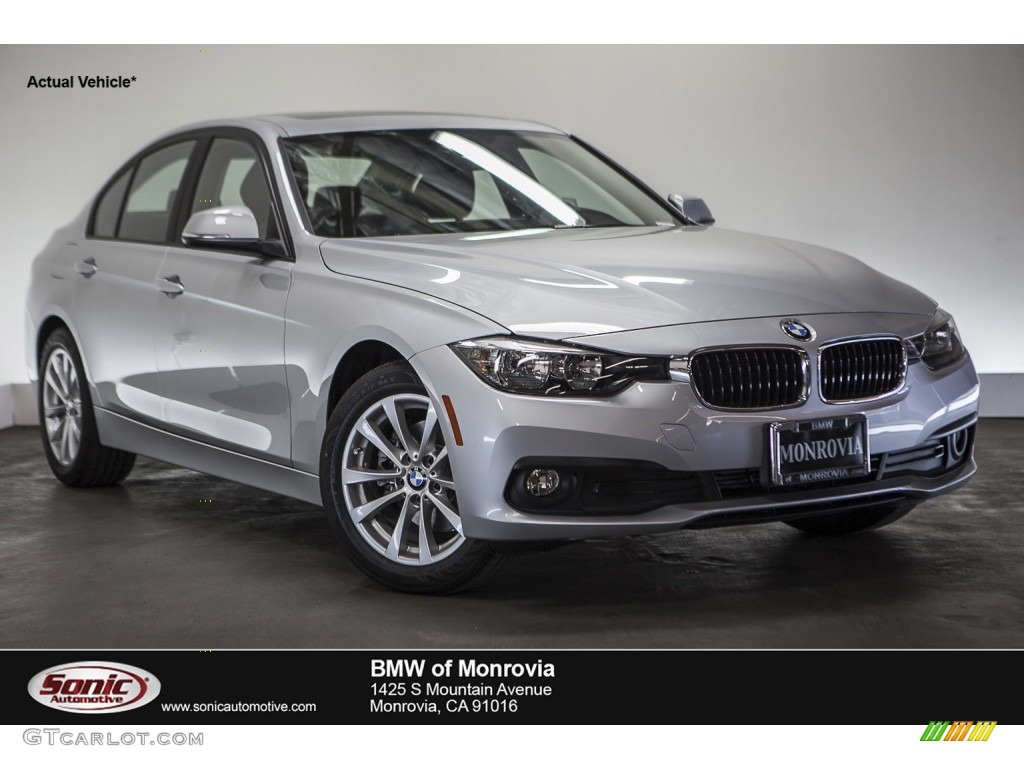 2016 3 Series 320i Sedan - Glacier Silver Metallic / Black photo #1