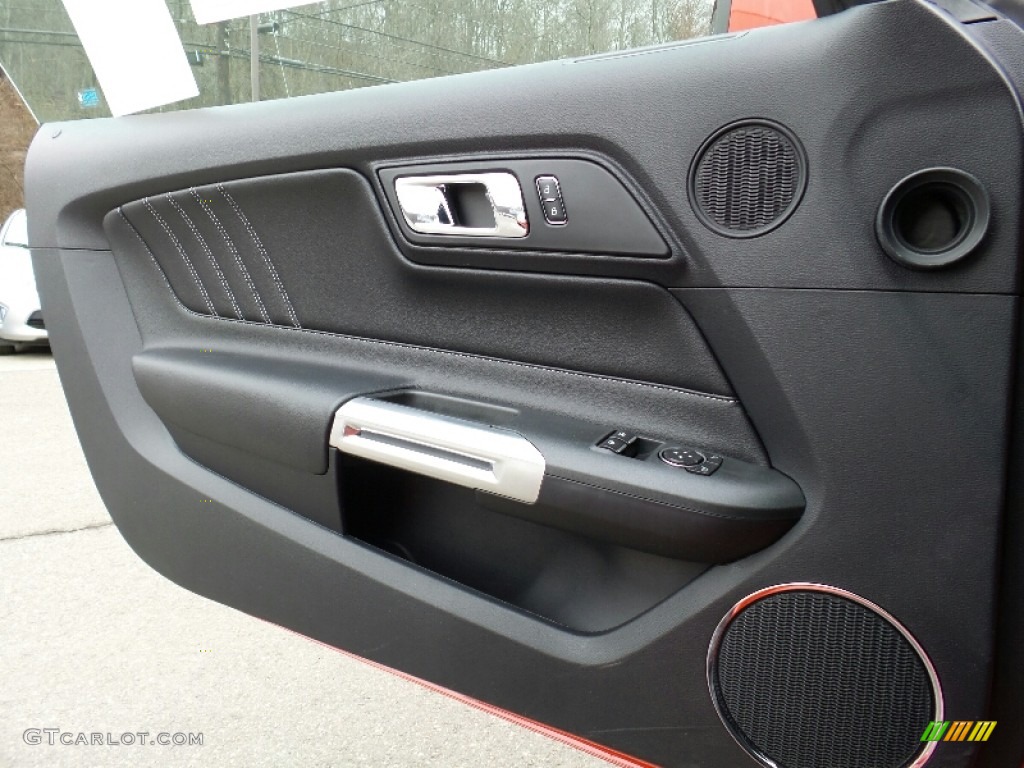 2016 Ford Mustang GT Premium Coupe Ebony Recaro Sport Seats Door Panel Photo #110644481