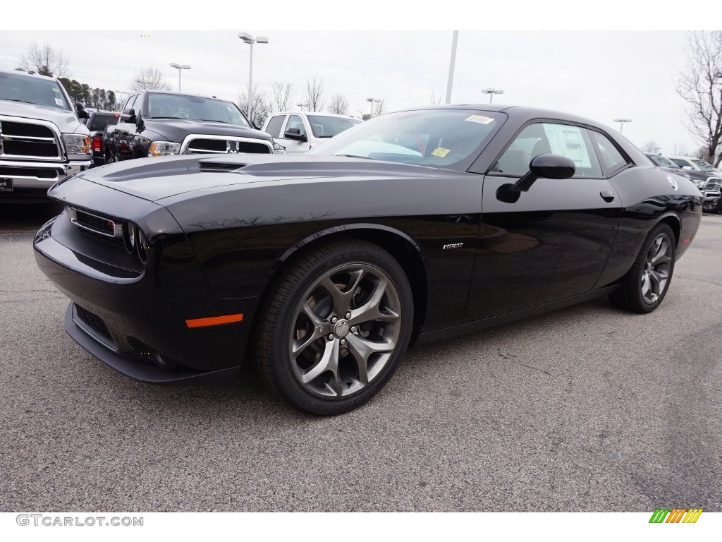 2016 Challenger R/T Plus - Pitch Black / Black/Ruby Red photo #1