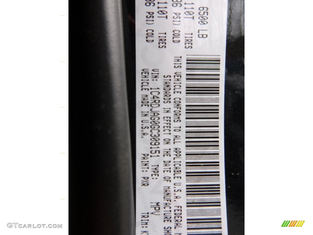 2016 Durango Color Code PXR for Brilliant Black Crystal Pearl Photo #110651165