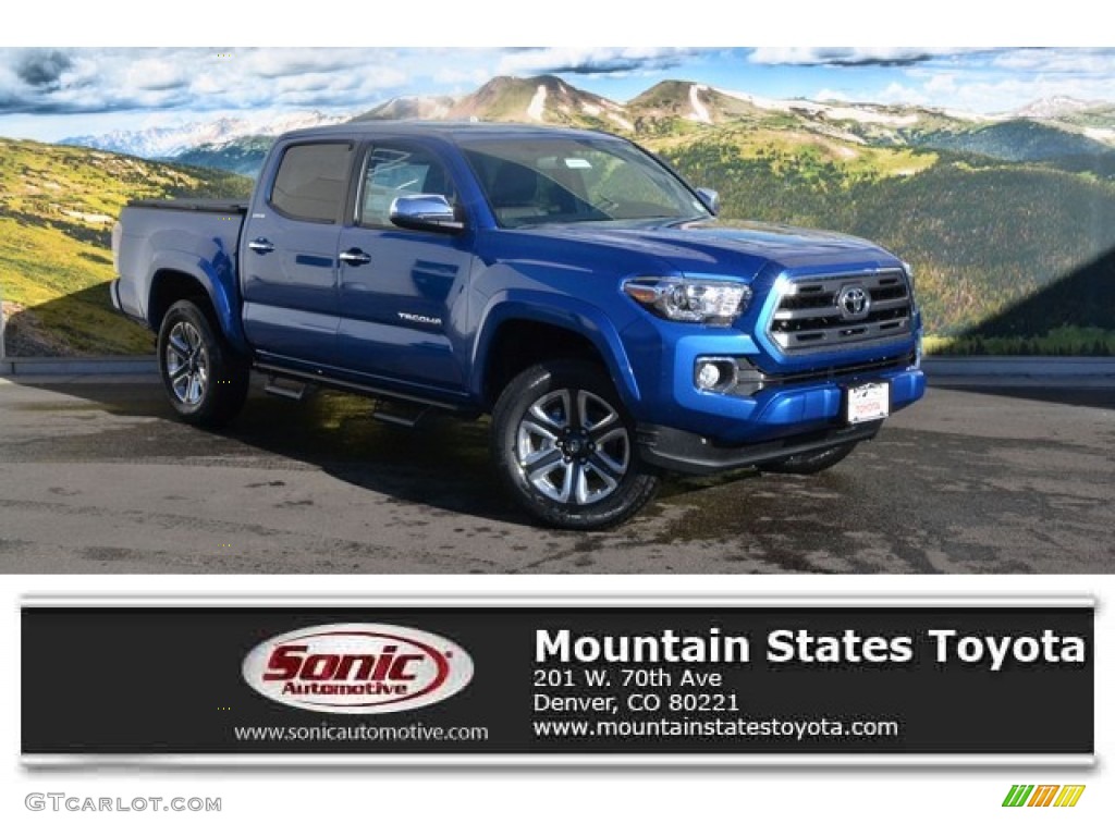 2016 Tacoma Limited Double Cab 4x4 - Blazing Blue Pearl / Limited Hickory photo #1