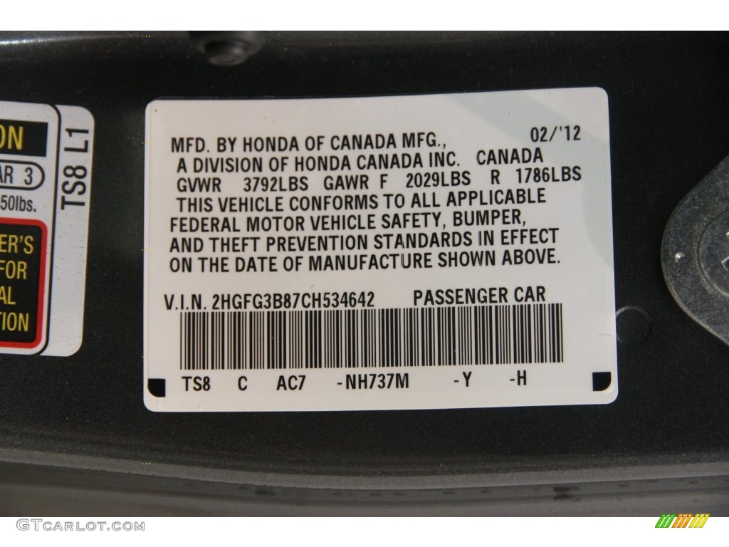 2012 Civic EX Coupe - Polished Metal Metallic / Gray photo #17