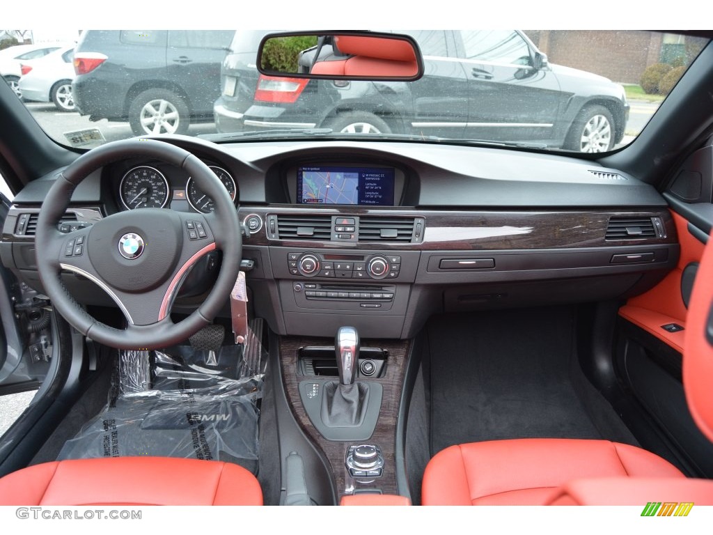 2013 BMW 3 Series 328i Convertible Coral Red/Black Dashboard Photo #110665676