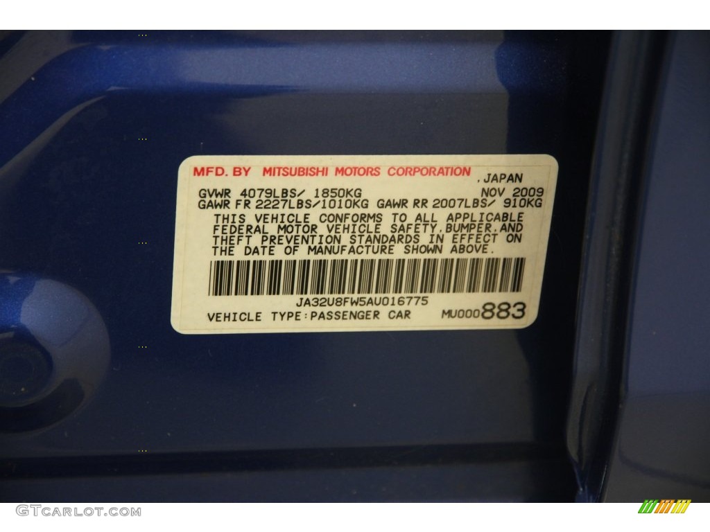 2010 Lancer GTS - Octane Blue Metallic / Black photo #16