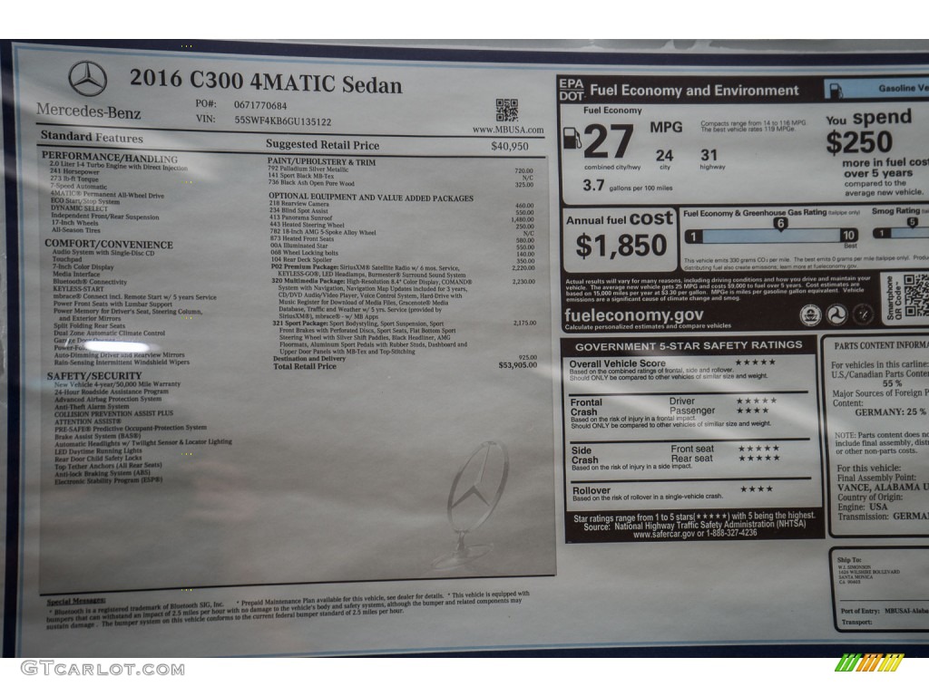2016 C 300 4Matic Sedan - Palladium Silver Metallic / Black photo #11