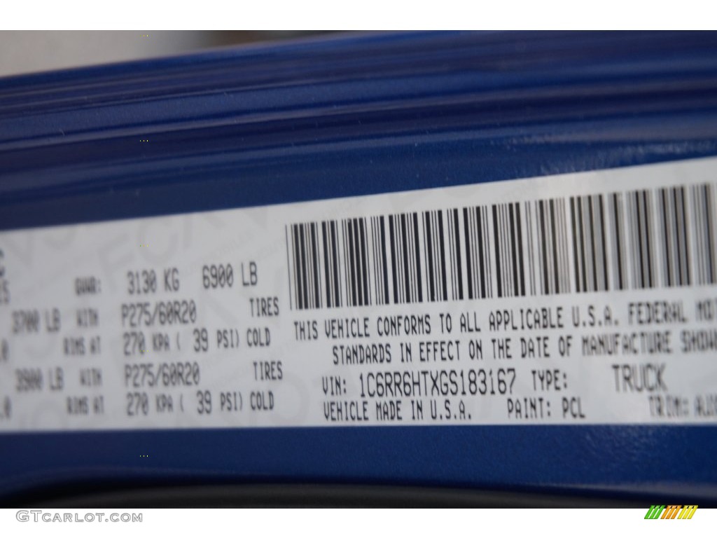 2016 1500 Color Code PCL for Blue Streak Pearl Photo #110683175