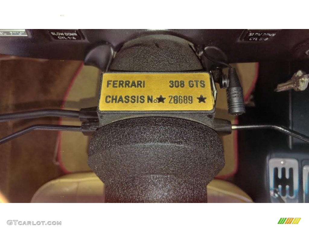 1979 Ferrari 308 GTS Targa Info Tag Photos